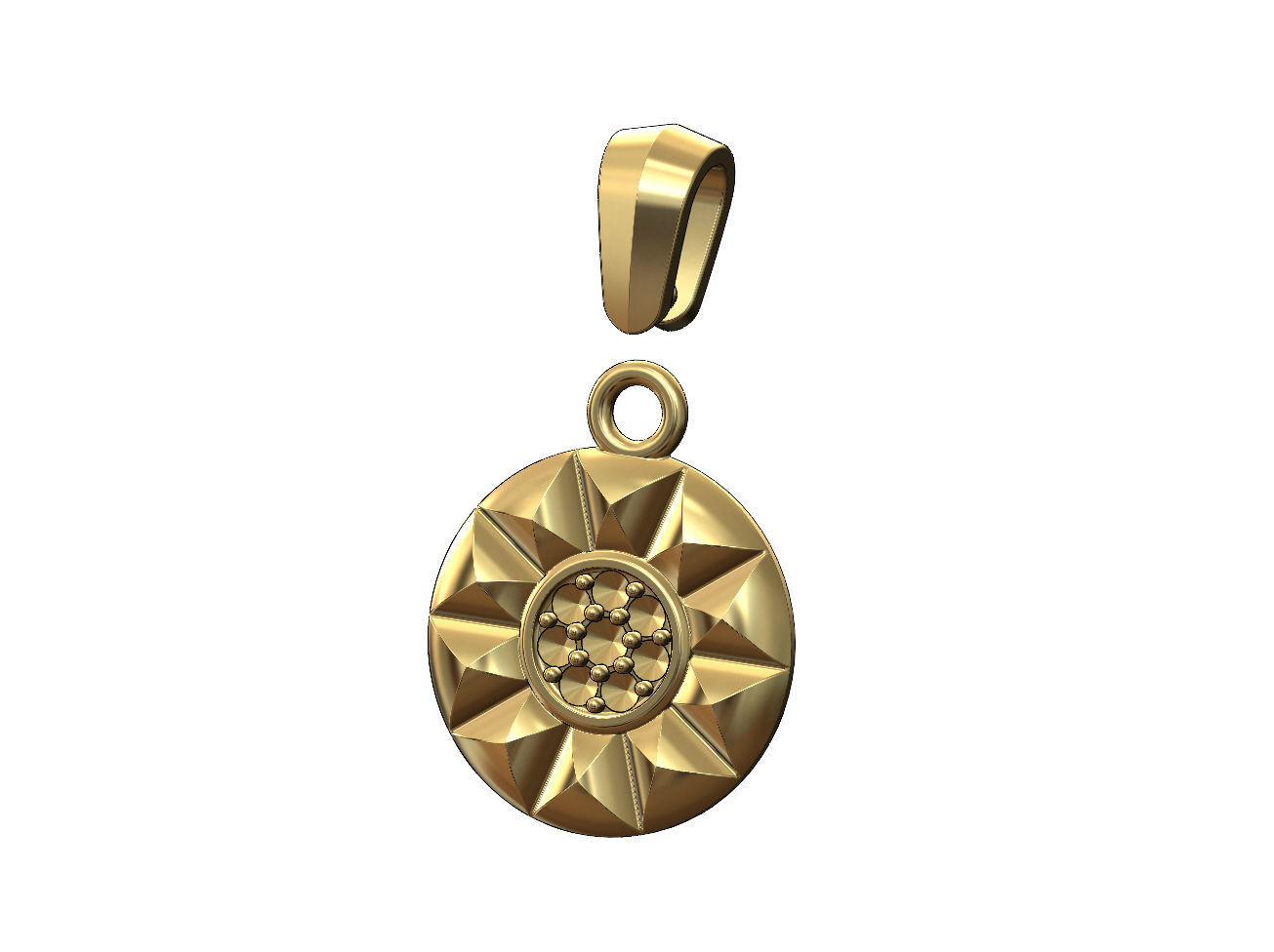 Diamond cluster stud halo pendant with bail 3D print model_3