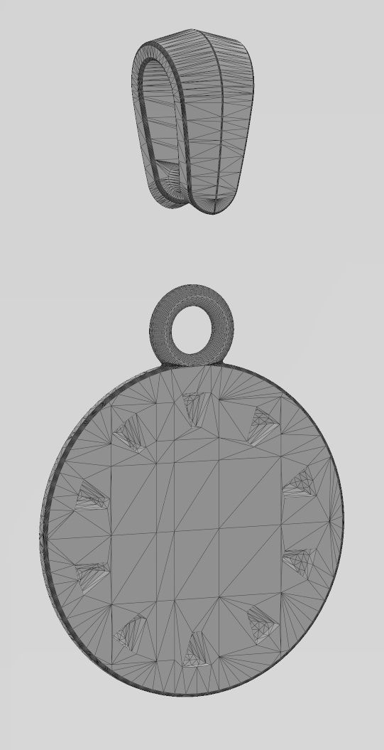 Diamond cluster stud halo pendant with bail 3D print model_15