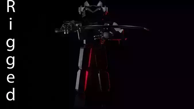 mecha figure holding sword Free low-poly 3D model