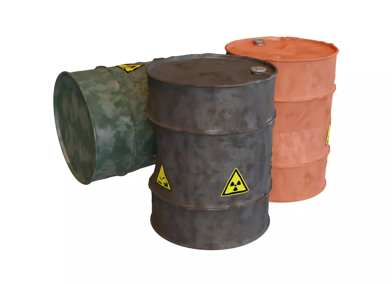 Barrel with warning sign Free 3D model