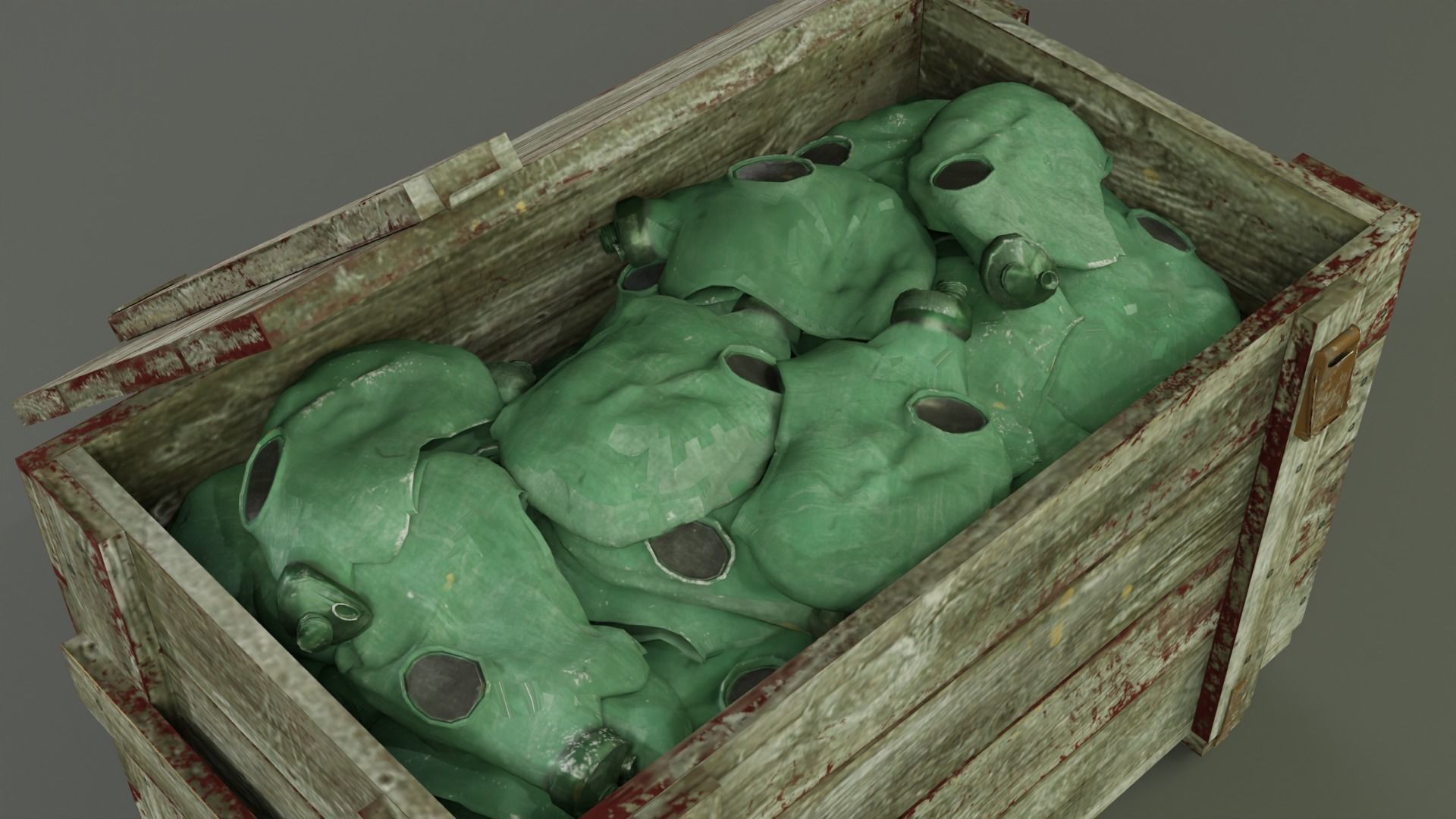 Crate with Gas masks 3D model_7