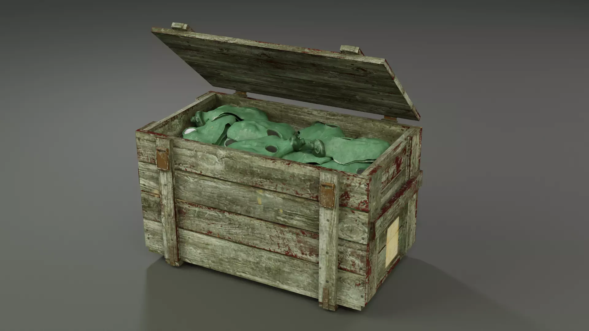 Crate with Gas masks 3D model_0