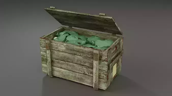 Crate with Gas masks 3D model