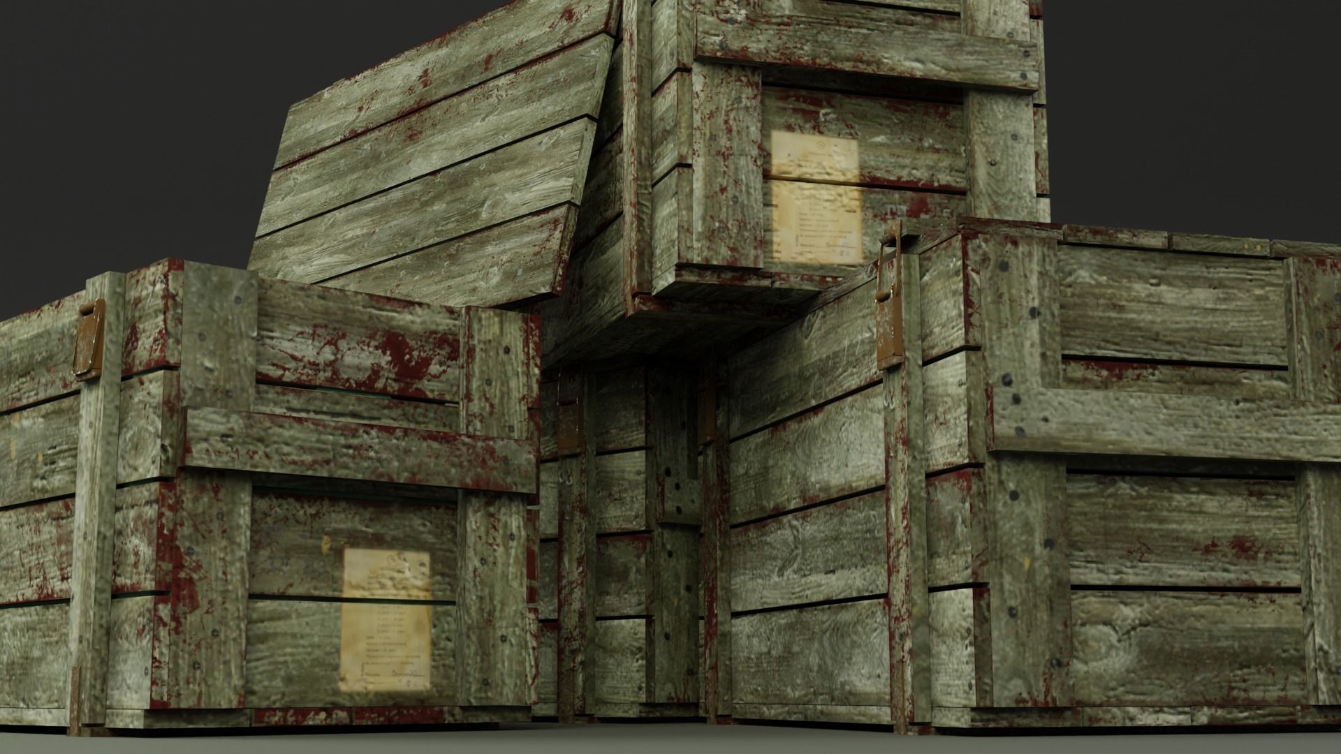 Crate with Gas masks 3D model_3