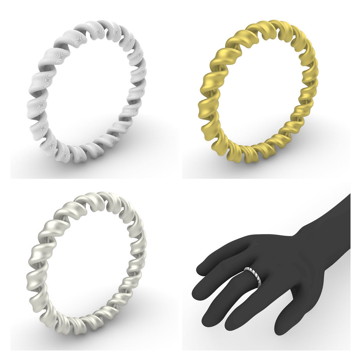 Spiral Cable Ring 3D print model_3