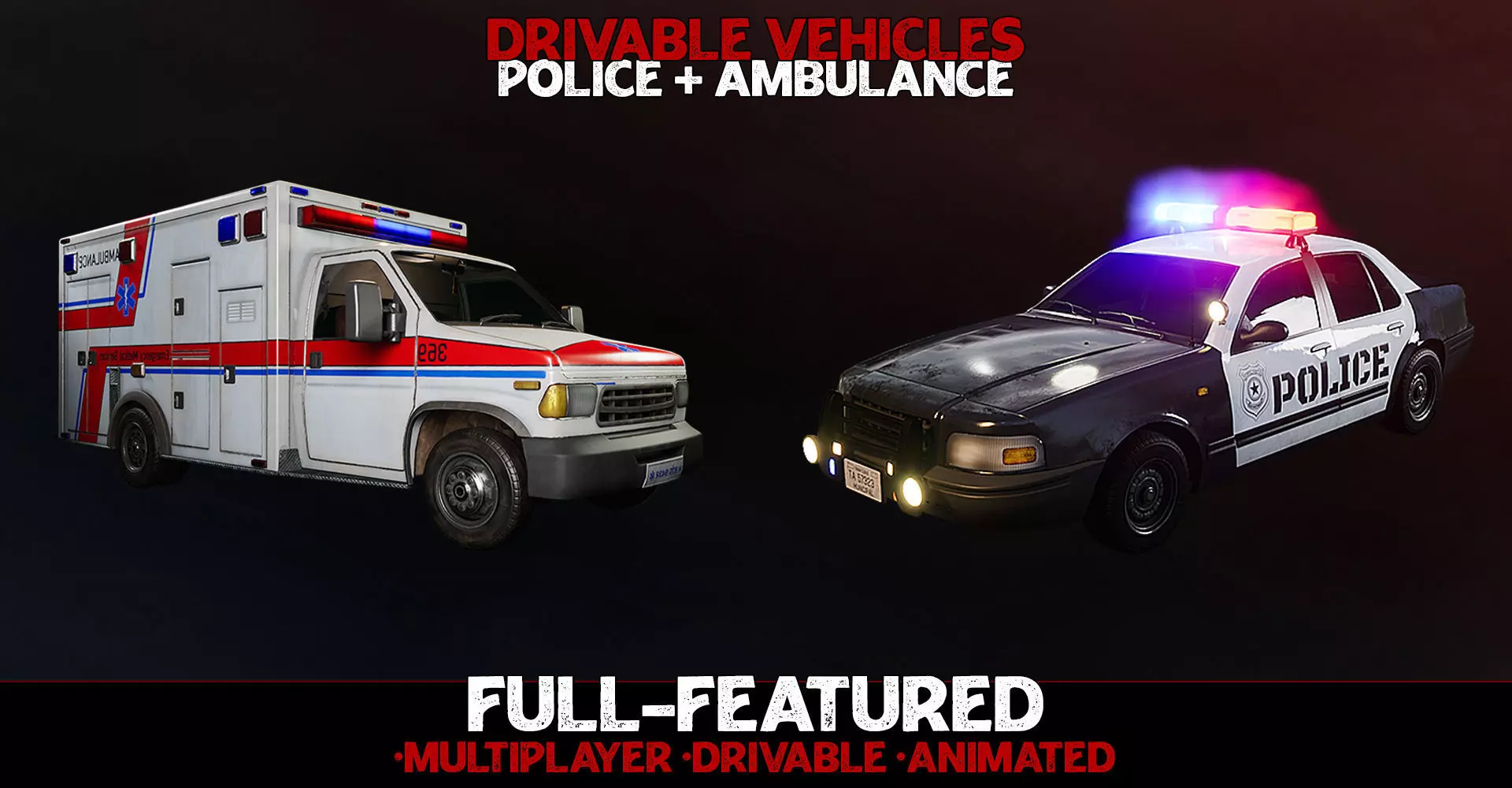 Emergency Vehicles - Drivable UE4 UE5 Low-poly 3D model