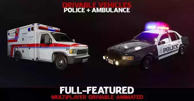 Emergency Vehicles - Drivable UE4 UE5 Low-poly 3D model
