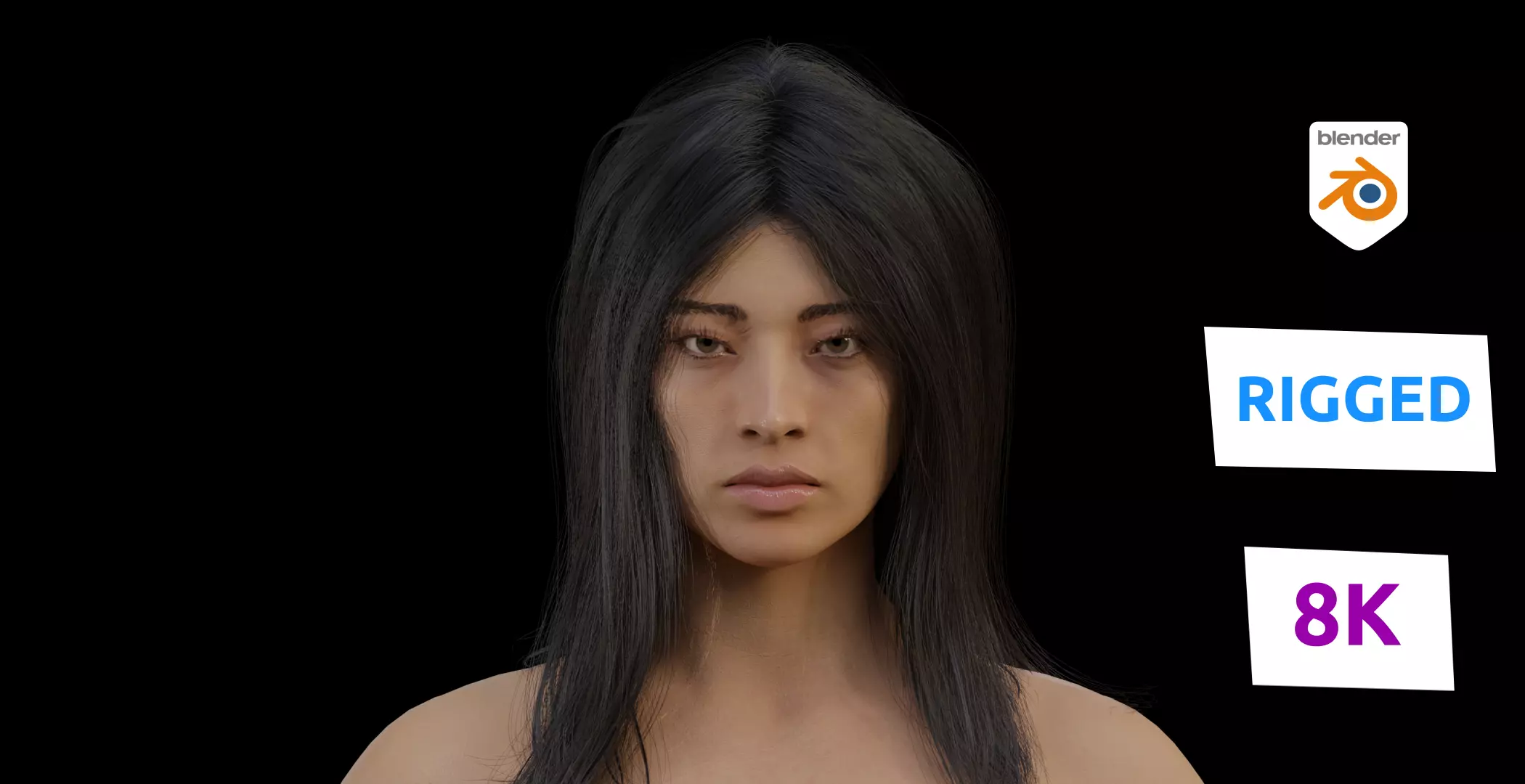 Nixa Blender Realistic Female Character 3D model_0