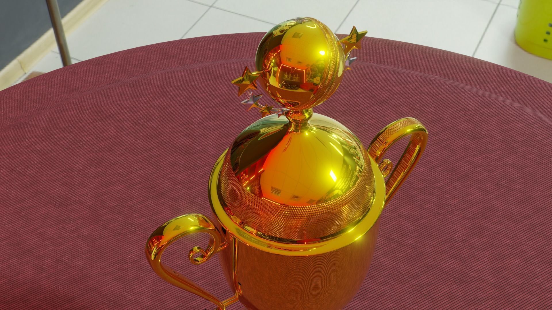 Golden Trophy cup 3D model 3D model_3