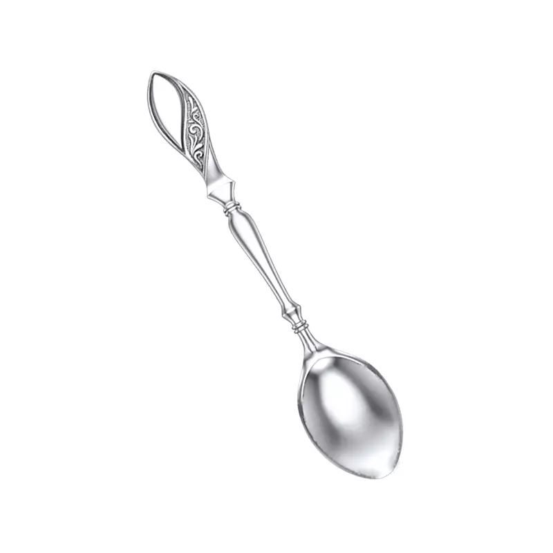 Teaspoon with floral ornament 3D print model_0