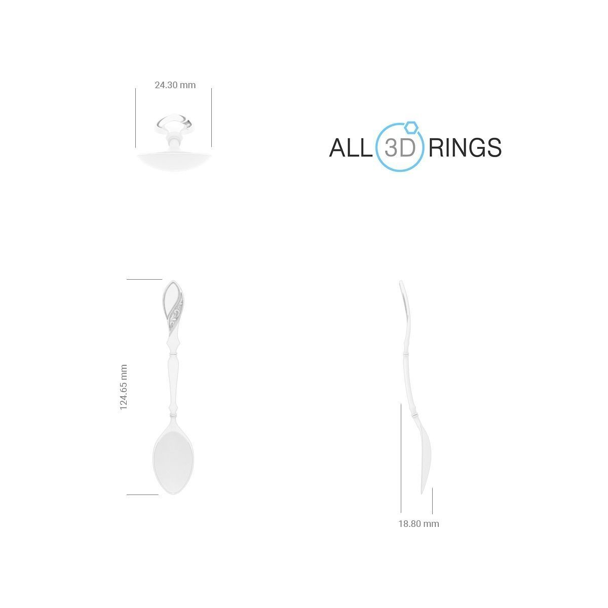 Teaspoon with floral ornament 3D print model_1