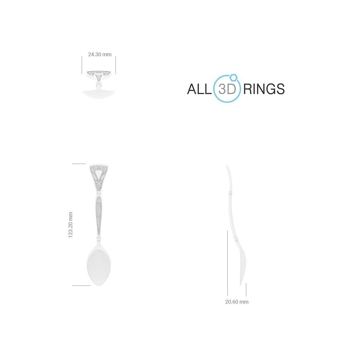 Teaspoon with floral ornament  3D print model_1