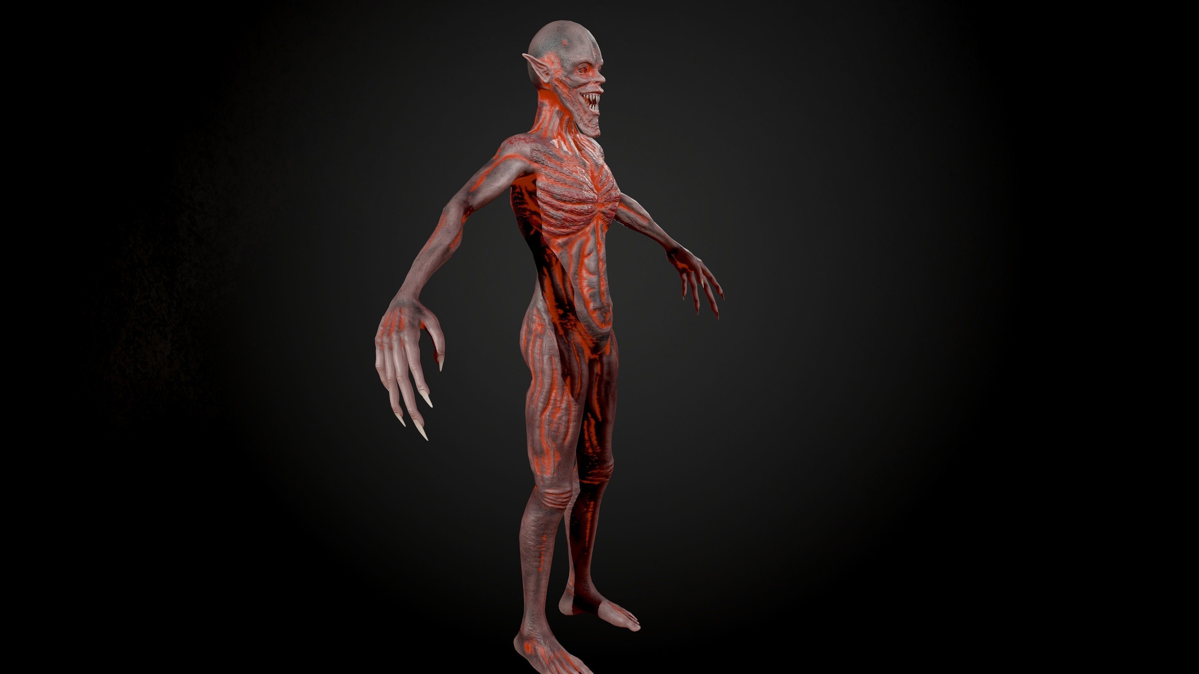 Ghoul human skeleton Low-poly 3D model_2