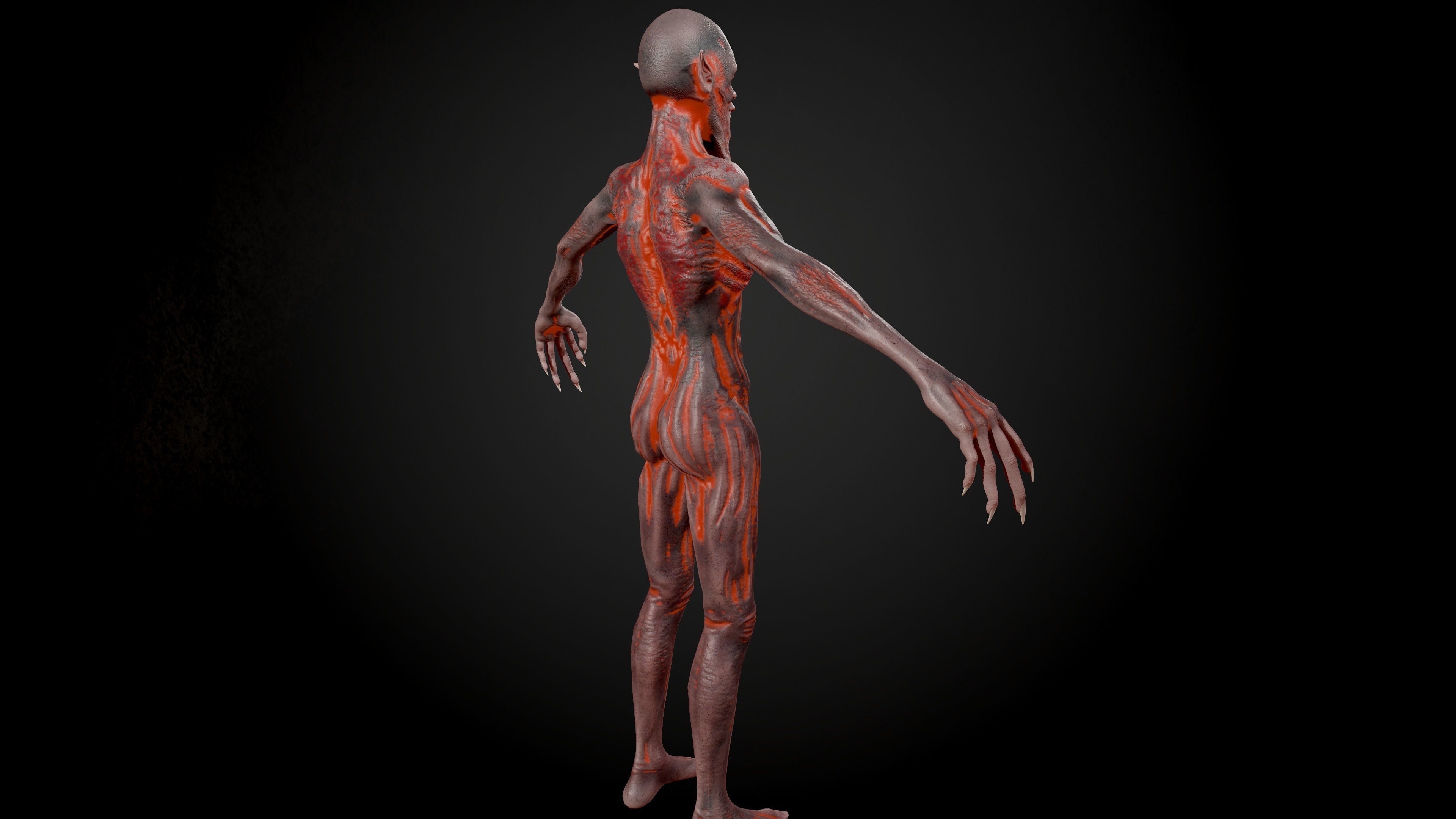 Ghoul human skeleton Low-poly 3D model_4