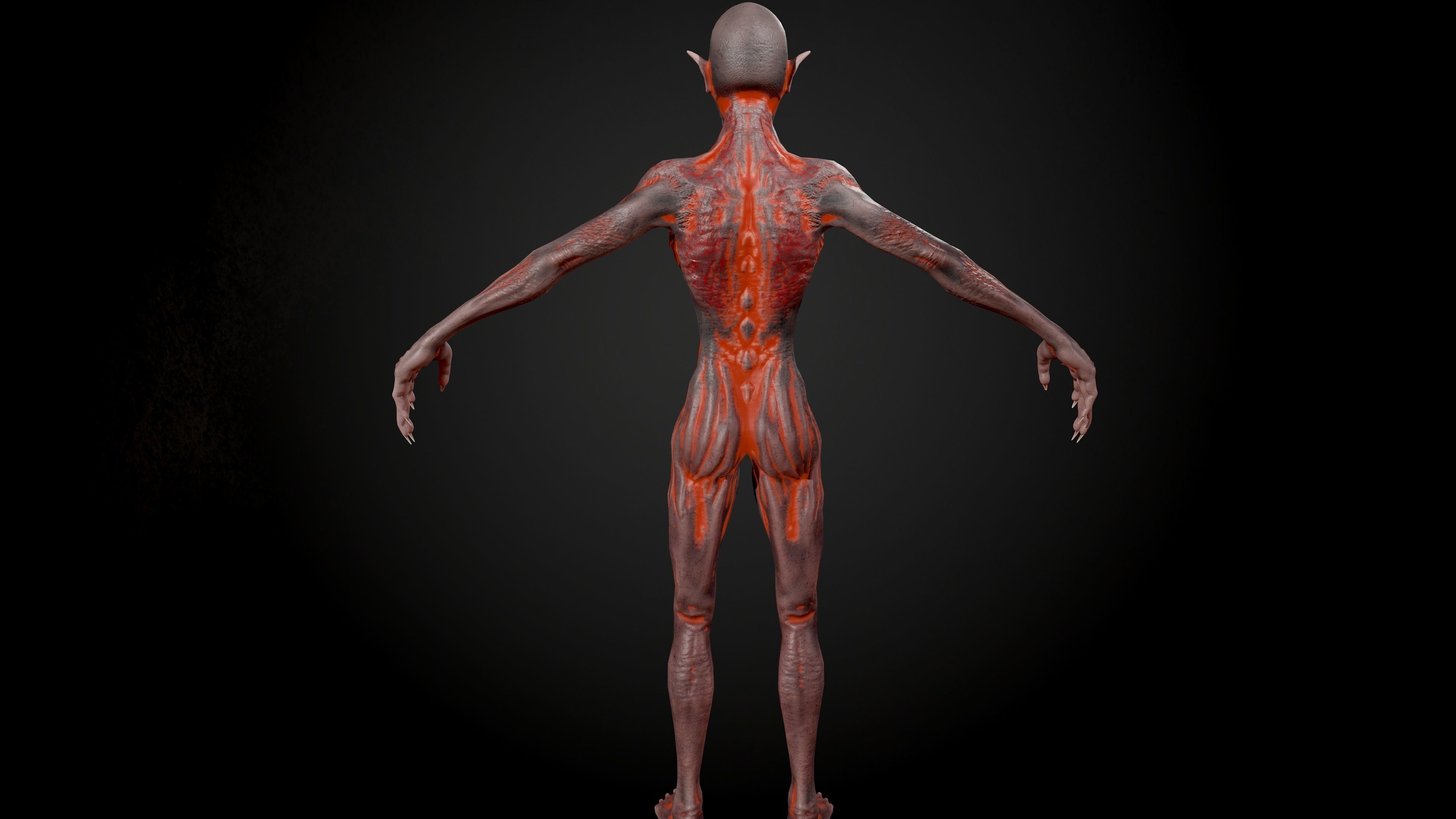 Ghoul human skeleton Low-poly 3D model_5