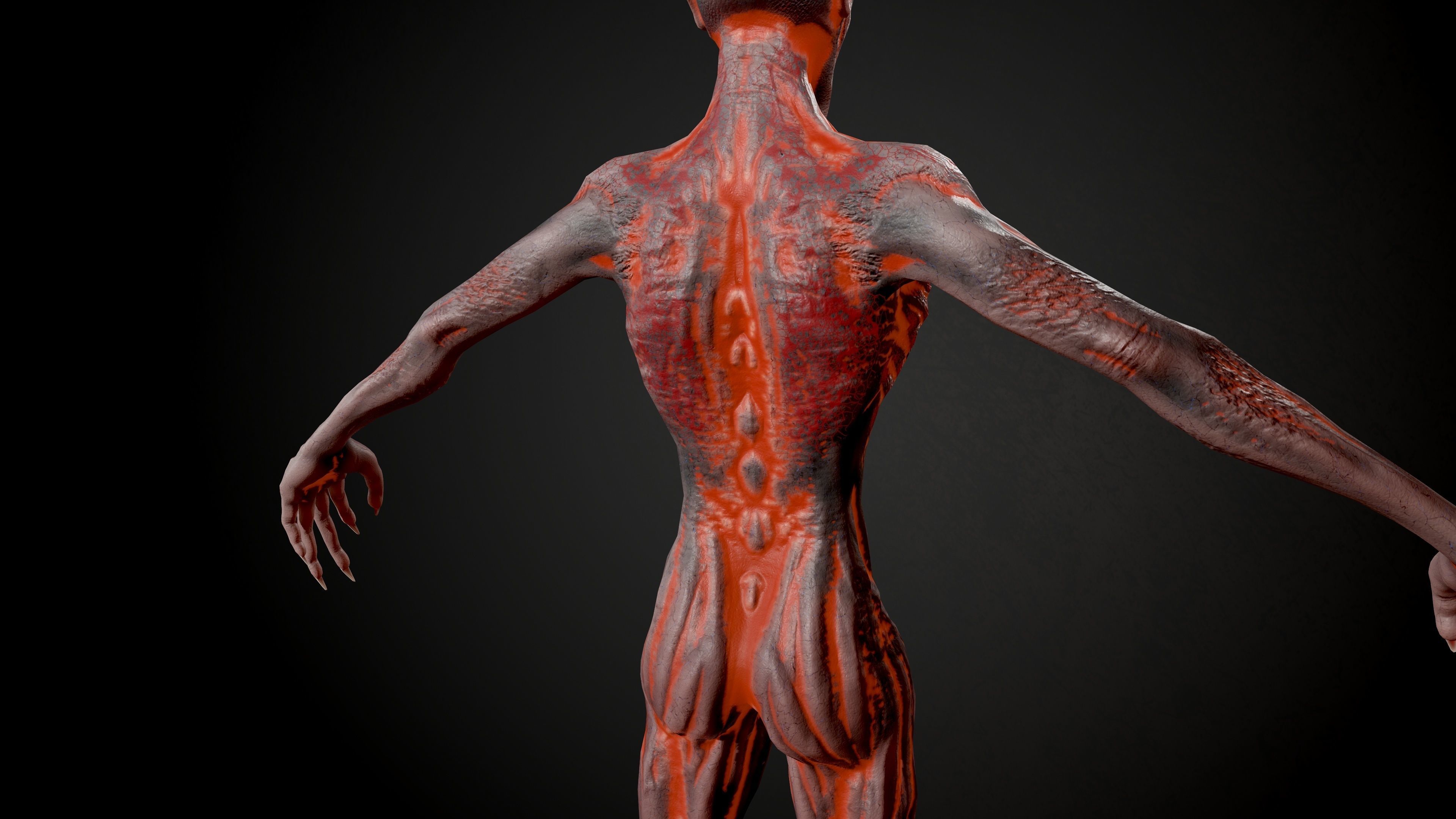 Ghoul human skeleton Low-poly 3D model_10