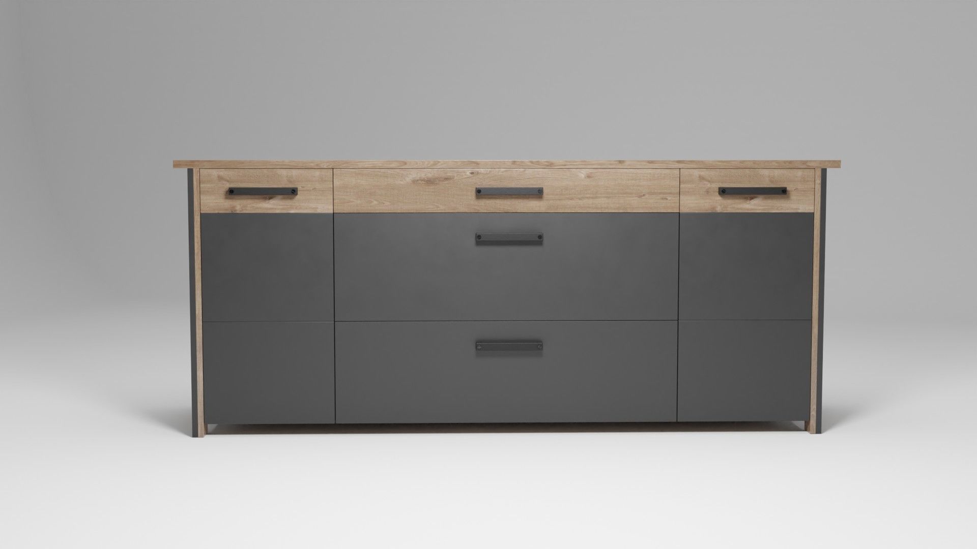 sideboard with drawers wood 3D model_1