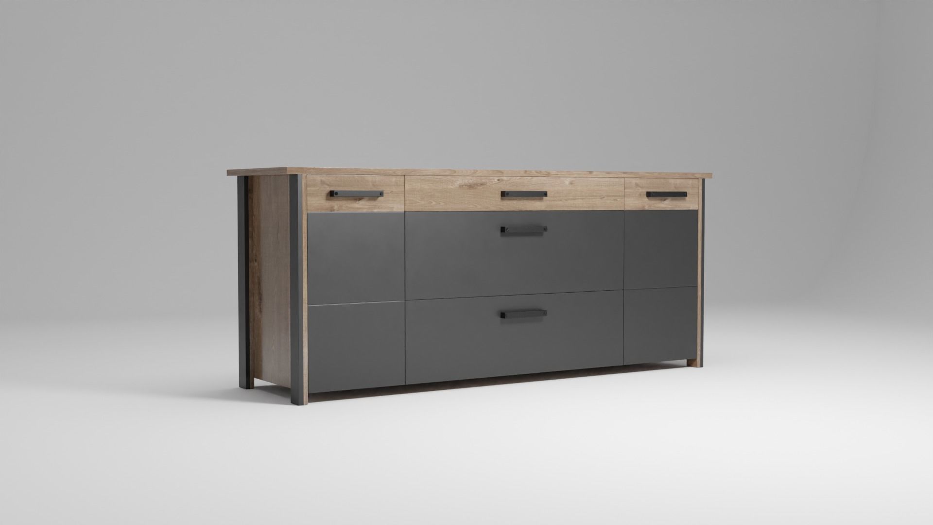 sideboard with drawers wood 3D model_2