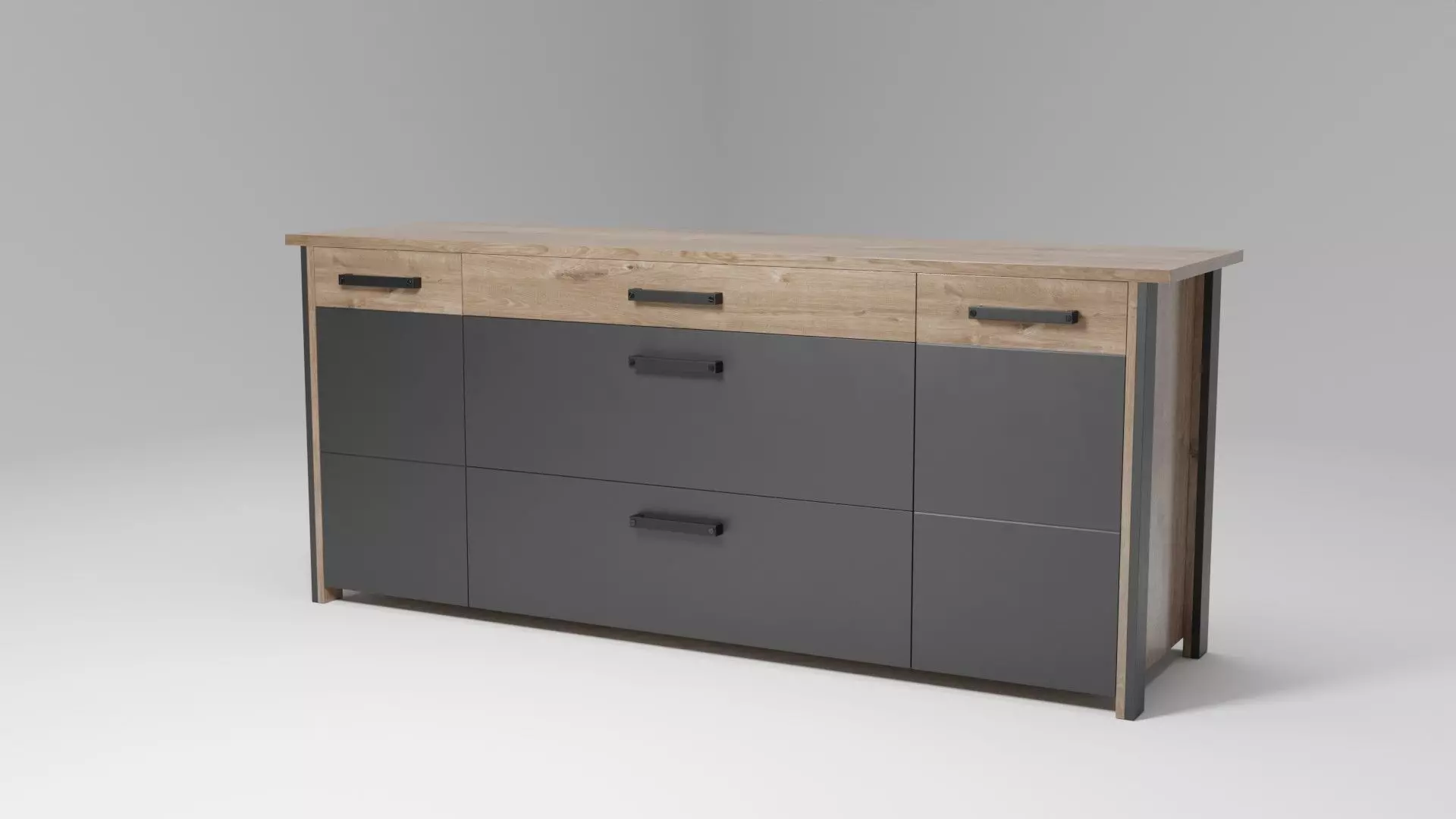 sideboard with drawers wood 3D model_0