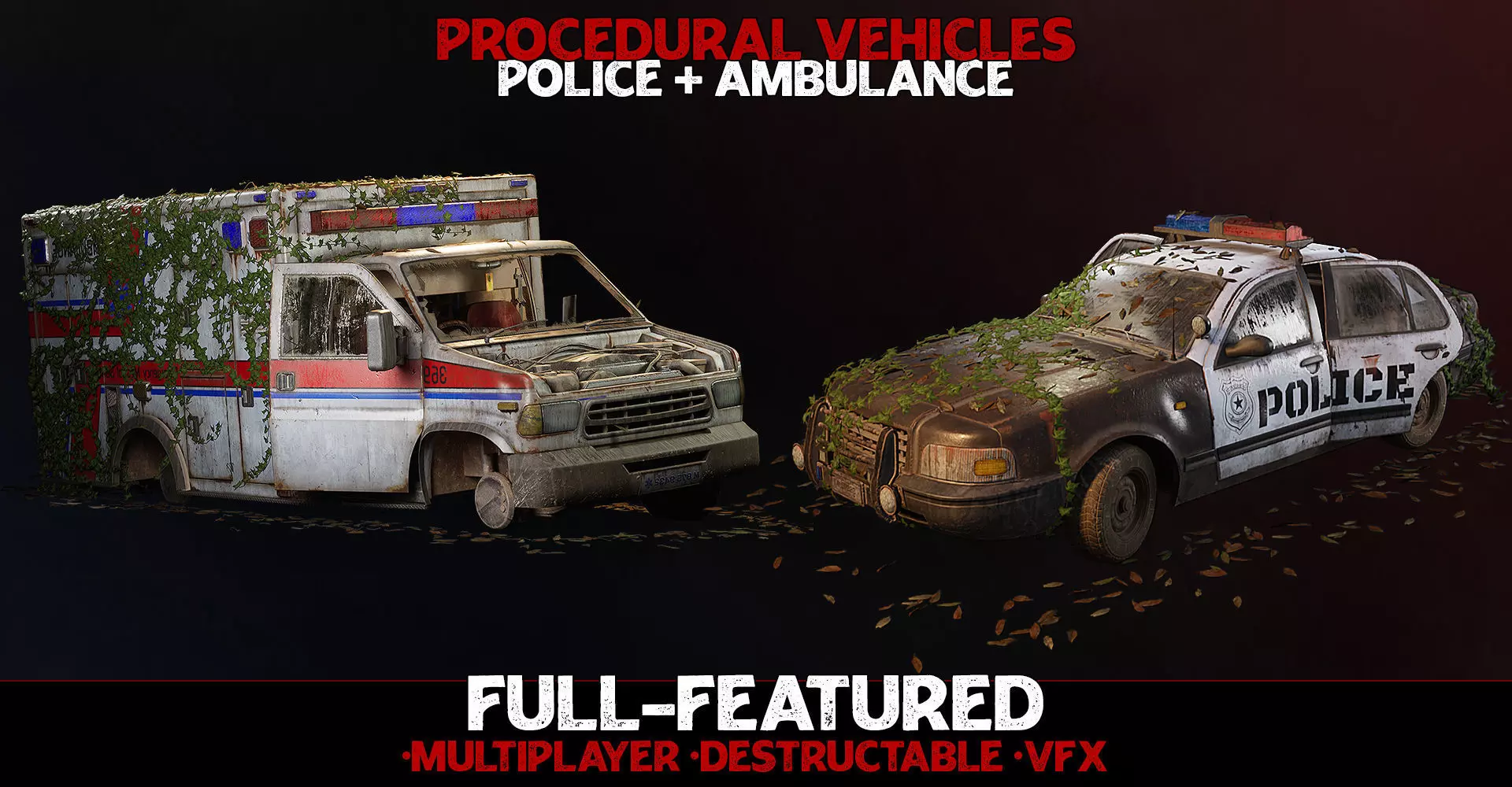 Emergency Vehicles - Interactable UE4 UE5 Low-poly 3D model_0