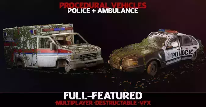 Emergency Vehicles - Interactable UE4 UE5 Low-poly 3D model