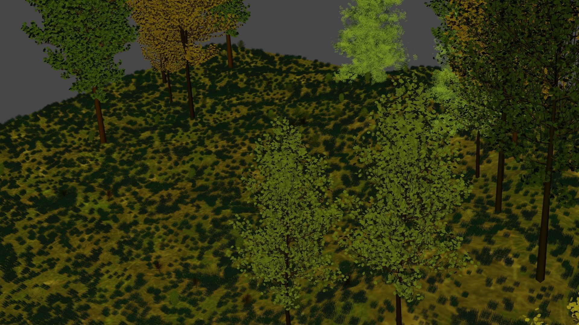 forest hill with trees and grass 3D model_2