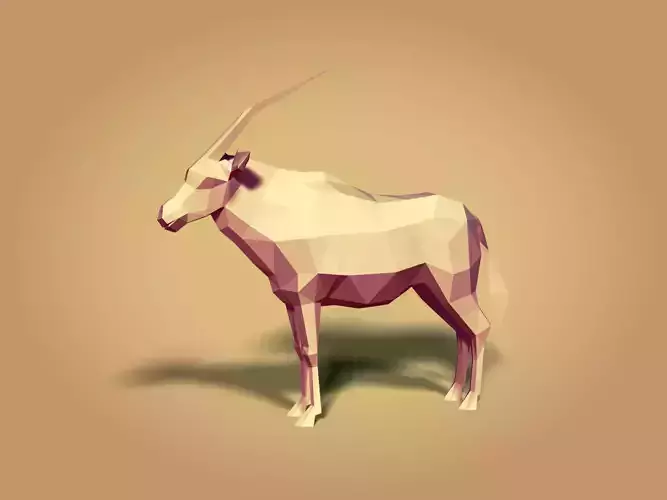 Low Poly Cartoon Antelope