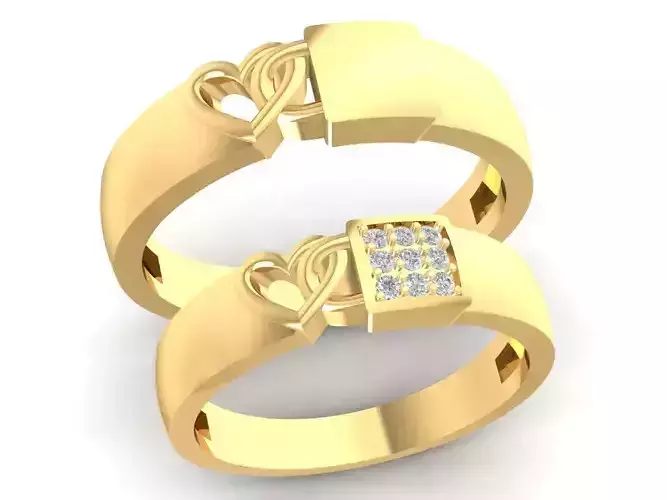  endless love diamond lock and heart wedding ring  3227 3D print model