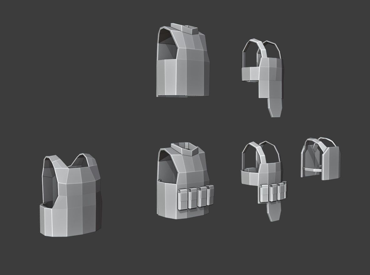  Armoured Vests 2 Low Poly Pack Low-poly 3D model_13