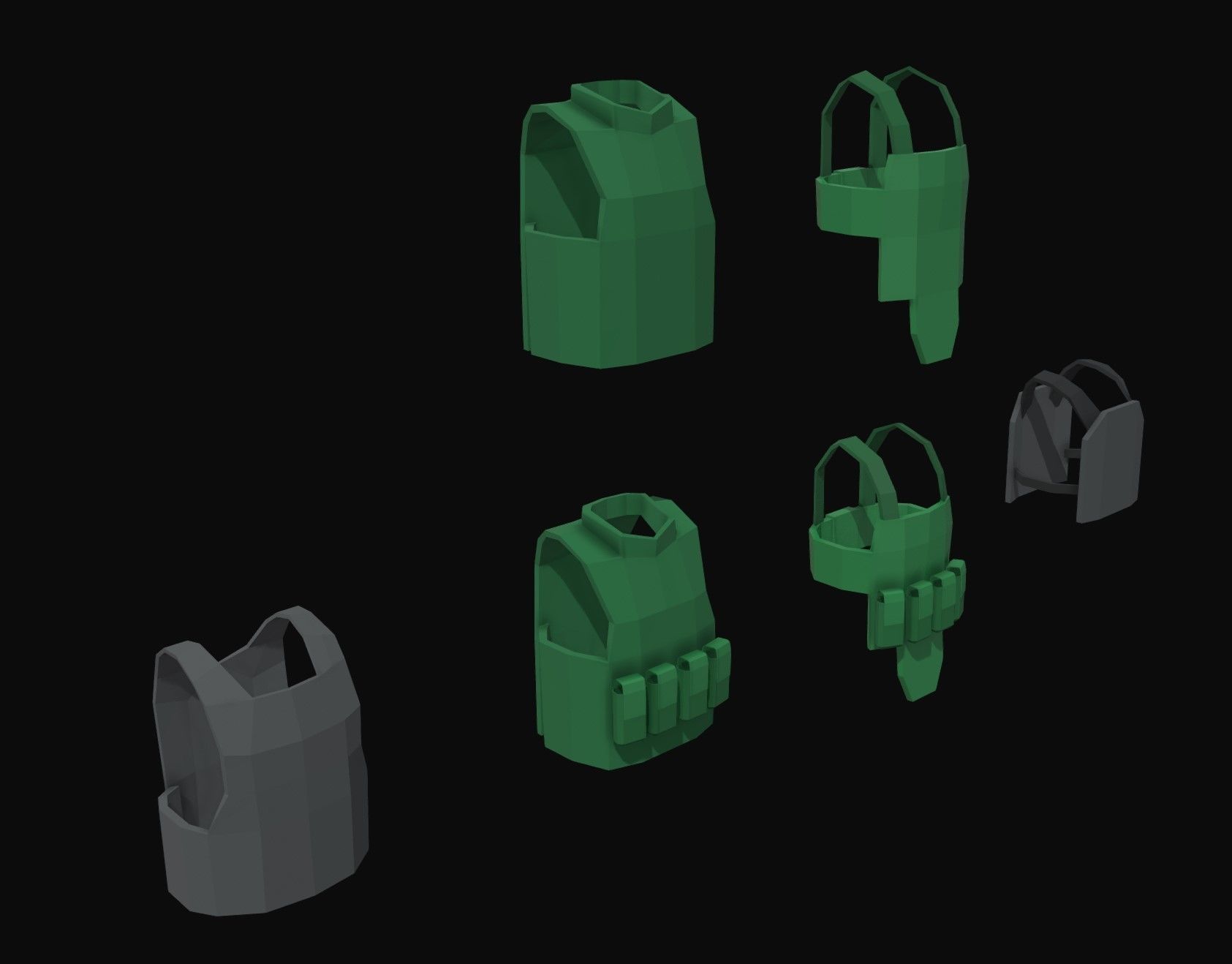  Armoured Vests 2 Low Poly Pack Low-poly 3D model_3