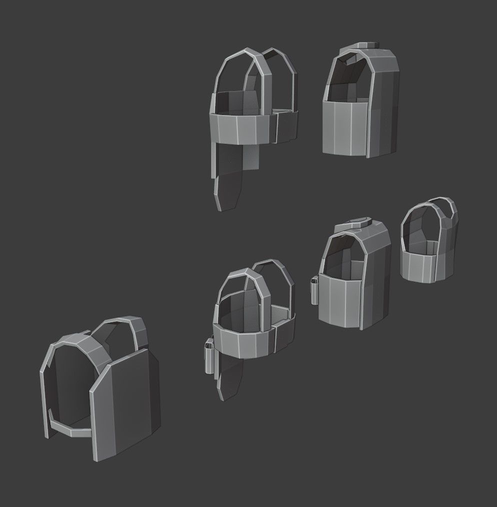  Armoured Vests 2 Low Poly Pack Low-poly 3D model_11
