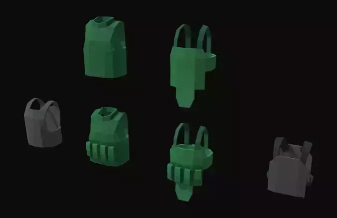  Armoured Vests 2 Low Poly Pack Low-poly 3D model