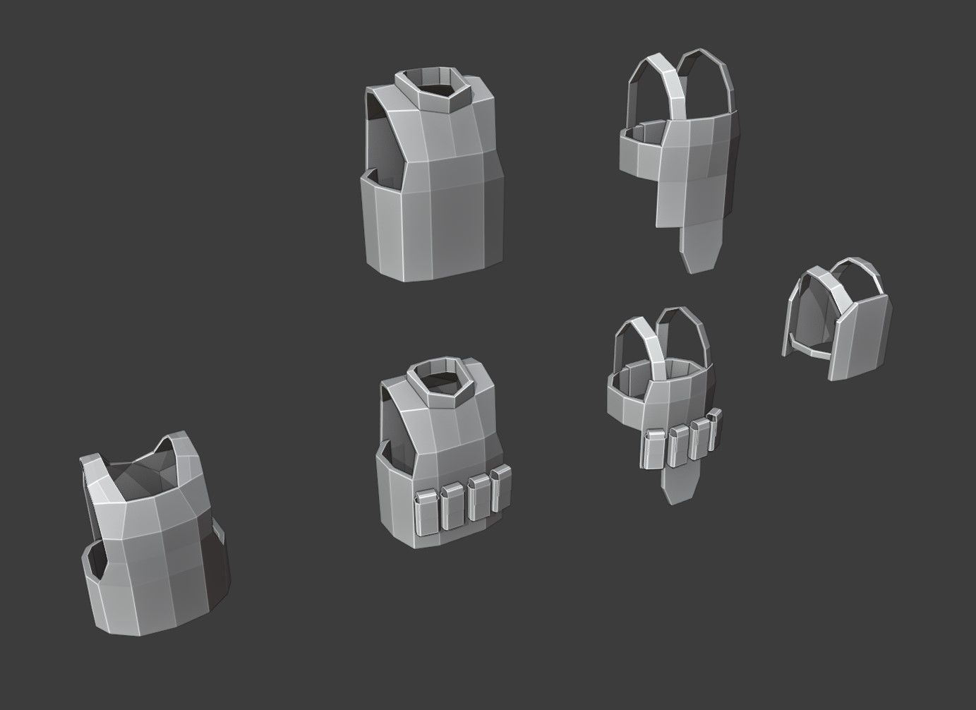  Armoured Vests 2 Low Poly Pack Low-poly 3D model_9