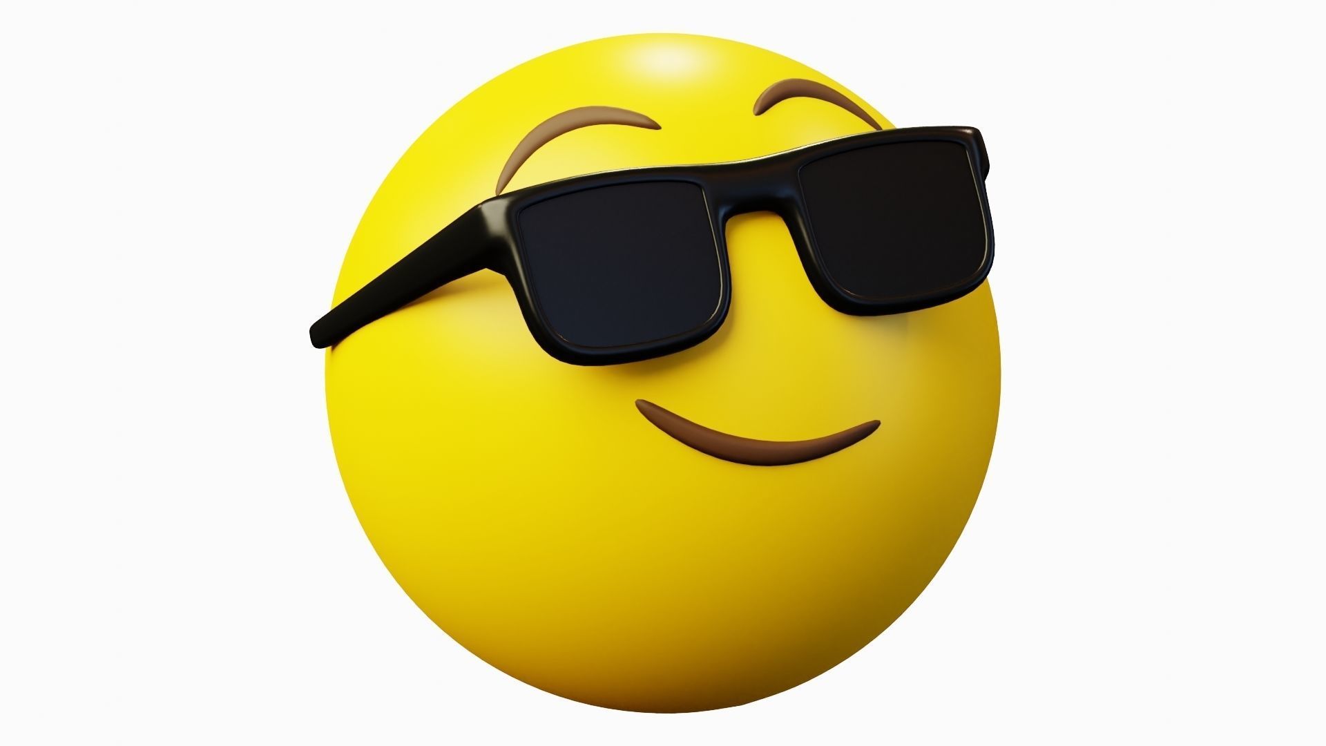 Smirking cool with sunglasses yellow ball Emoji or Smiley 3D model_2