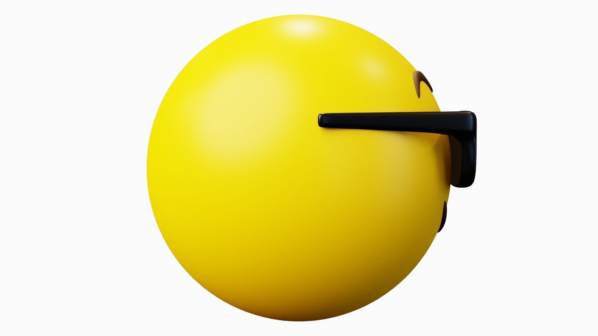 Smirking cool with sunglasses yellow ball Emoji or Smiley 3D model_3
