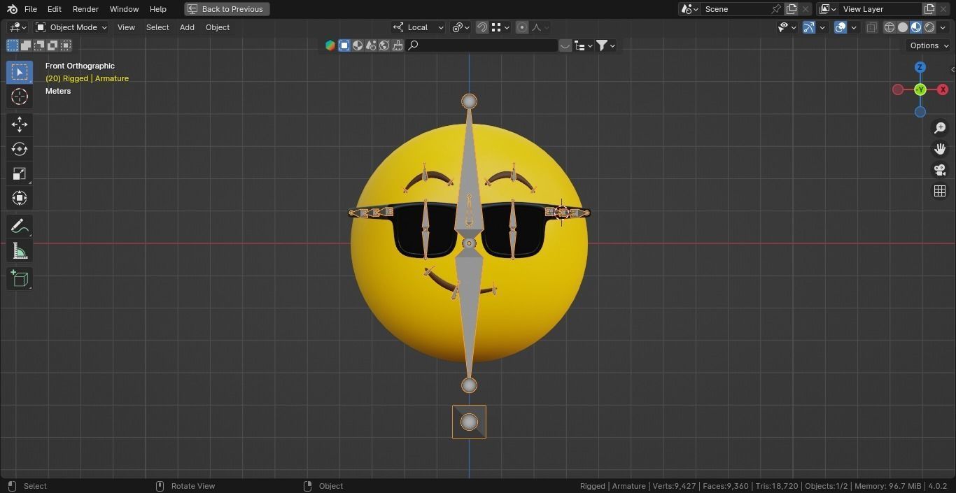 Smirking cool with sunglasses yellow ball Emoji or Smiley 3D model_7