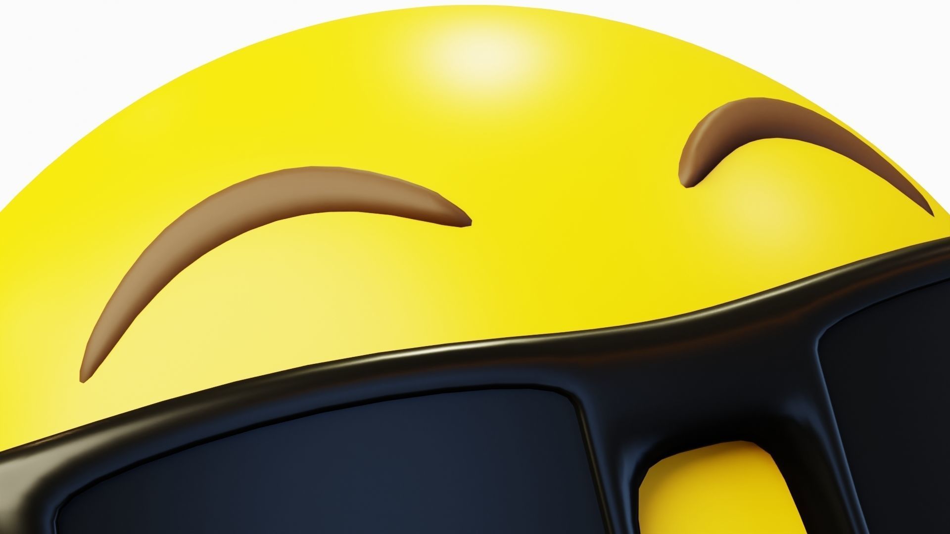 Smirking cool with sunglasses yellow ball Emoji or Smiley 3D model_5