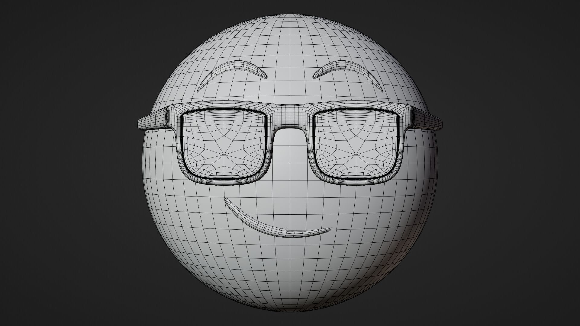 Smirking cool with sunglasses yellow ball Emoji or Smiley 3D model_9
