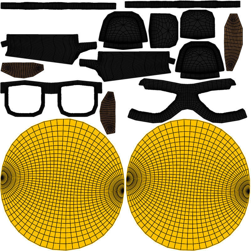 Smirking cool with sunglasses yellow ball Emoji or Smiley 3D model_12
