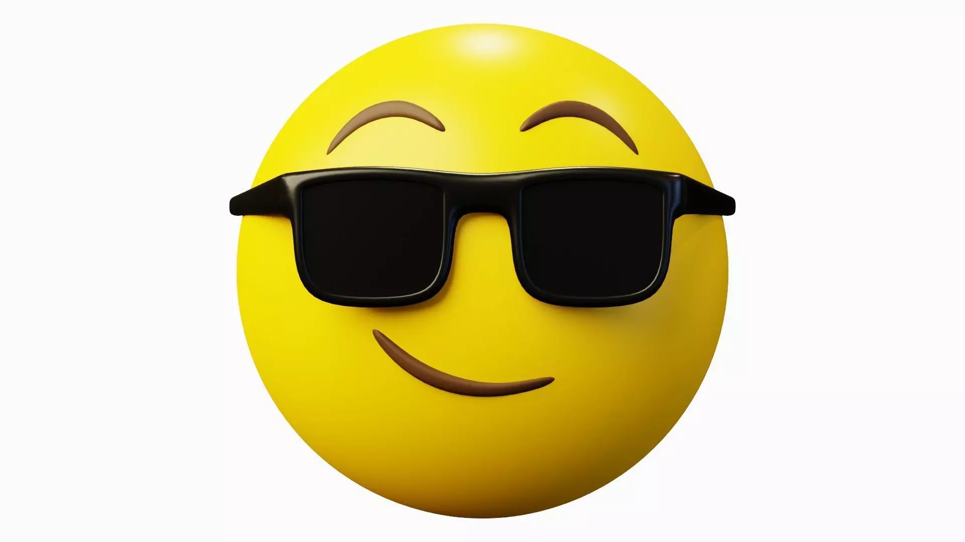 Smirking cool with sunglasses yellow ball Emoji or Smiley 3D model_0
