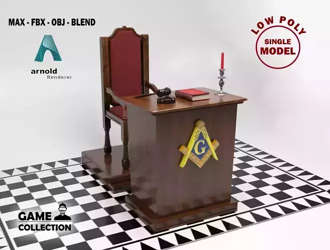 Masonic Furniture 1 Low-poly 3D model