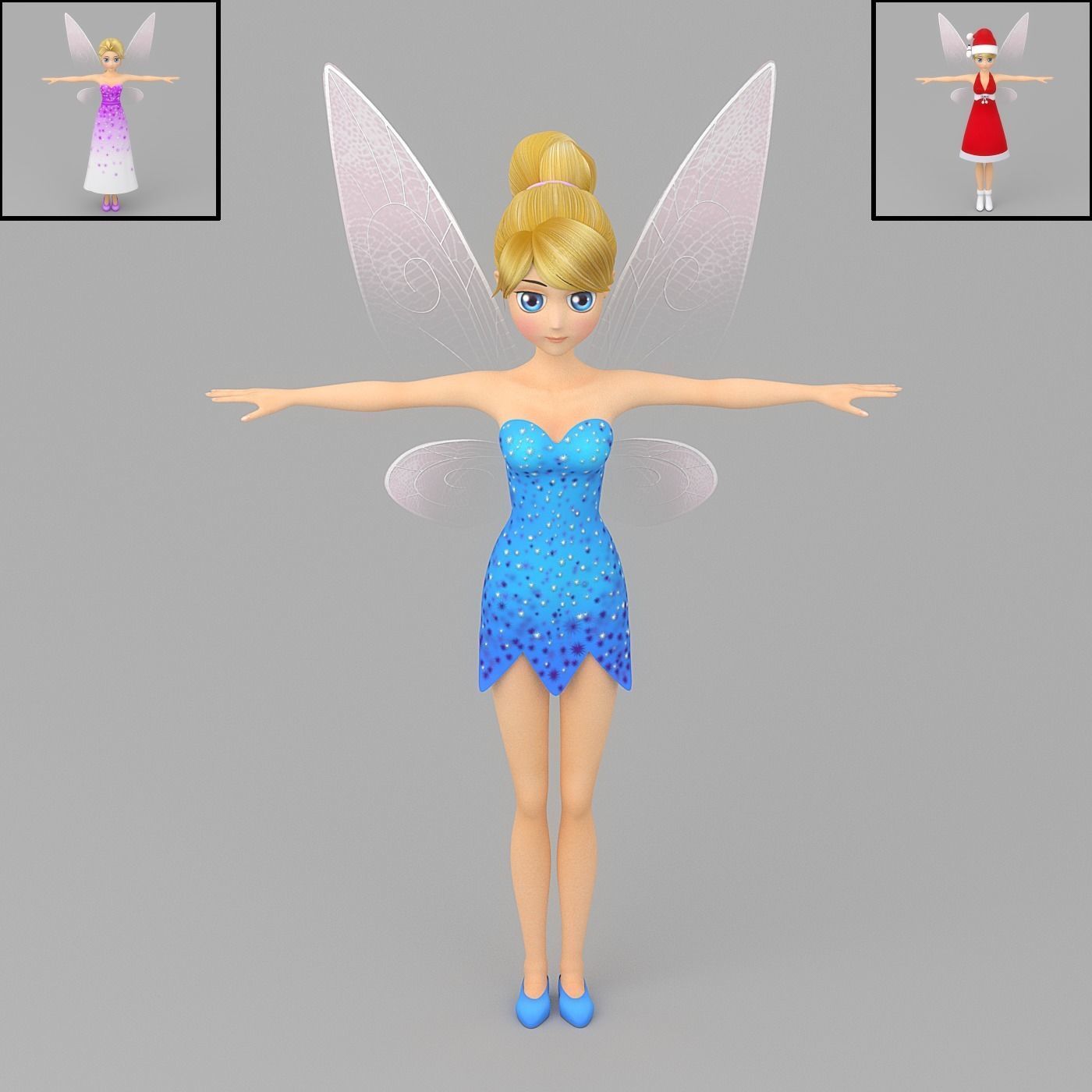 Cartoon fairy Low-poly 3D model_1