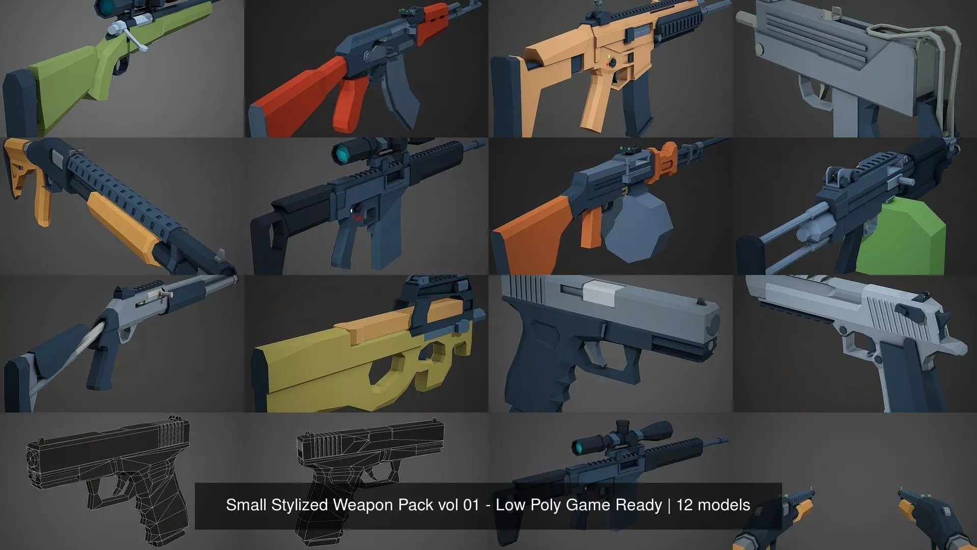 Small Stylized Weapon Pack vol 01 - Low Poly Game Ready 3D Model Collection_0