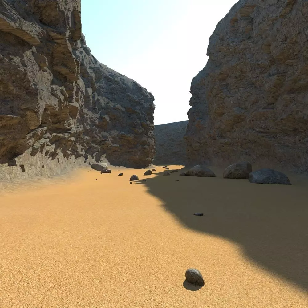 Canyon desert with rocks and sand 3D model_0