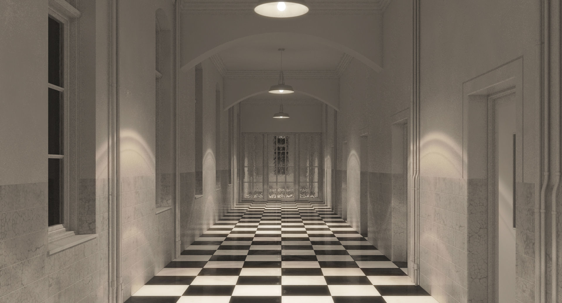 Hospital Hallway 3 3D model_4
