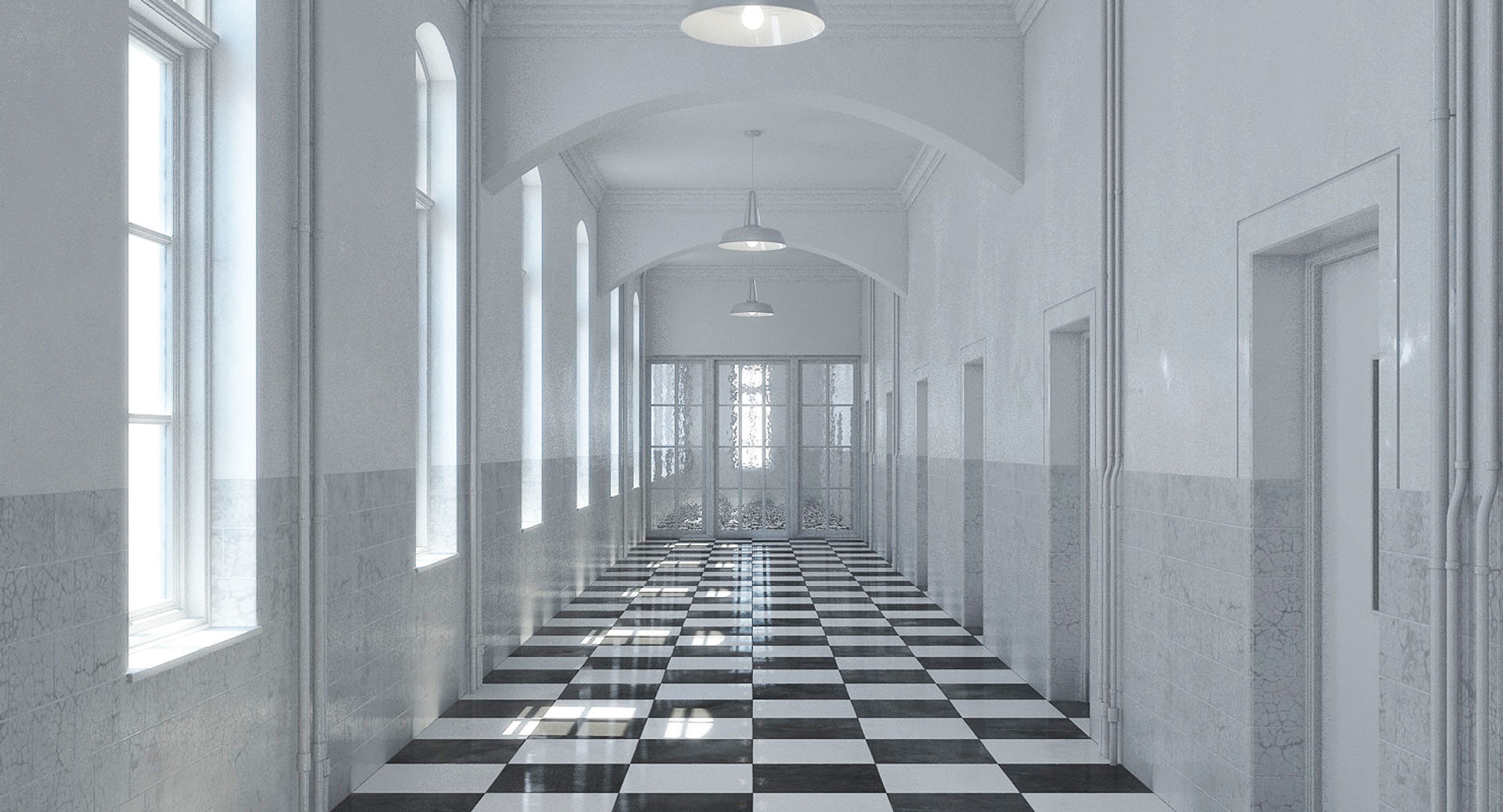 Hospital Hallway 3 3D model_2