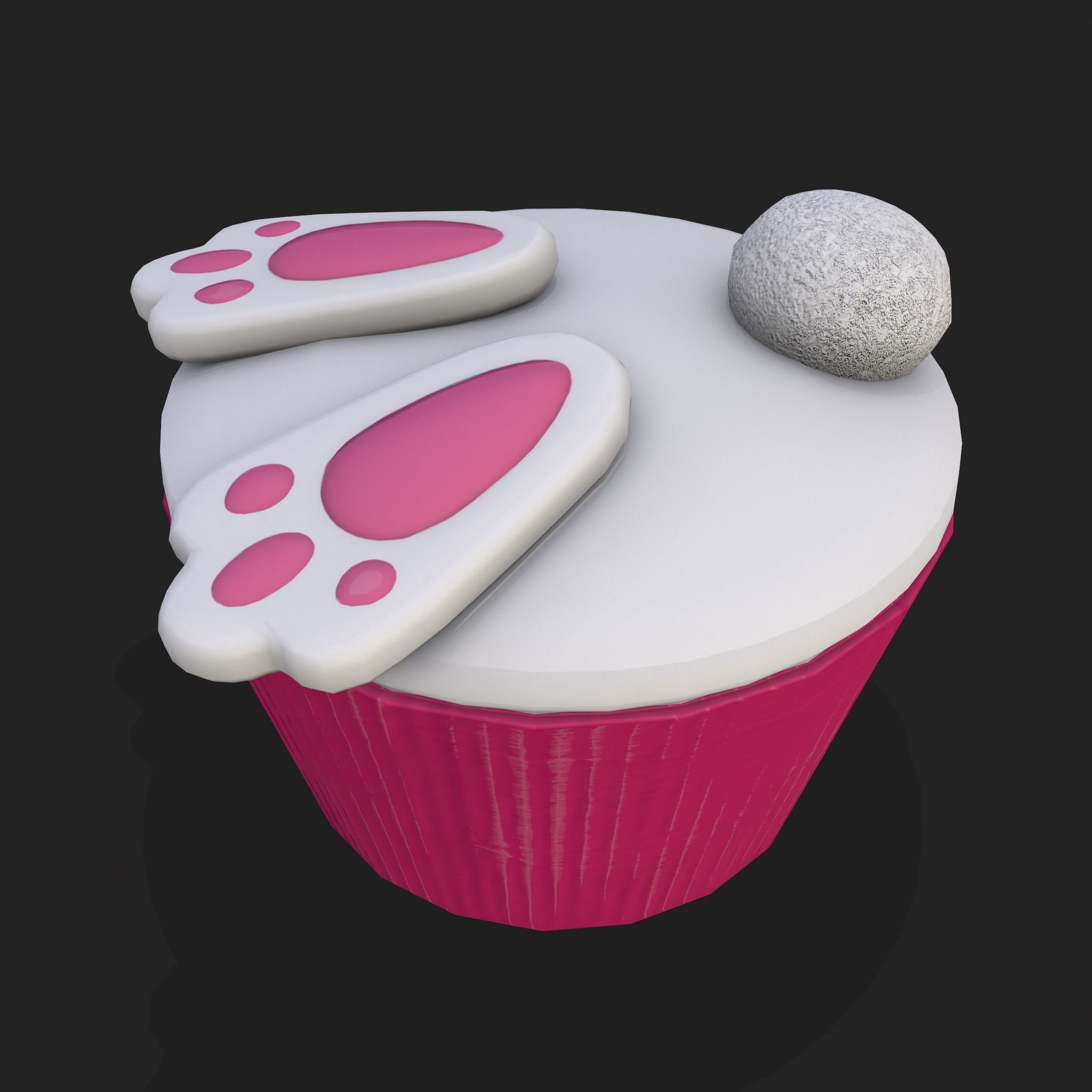 Easter Bunny Top Bottom Cupcake Low-poly 3D model_7