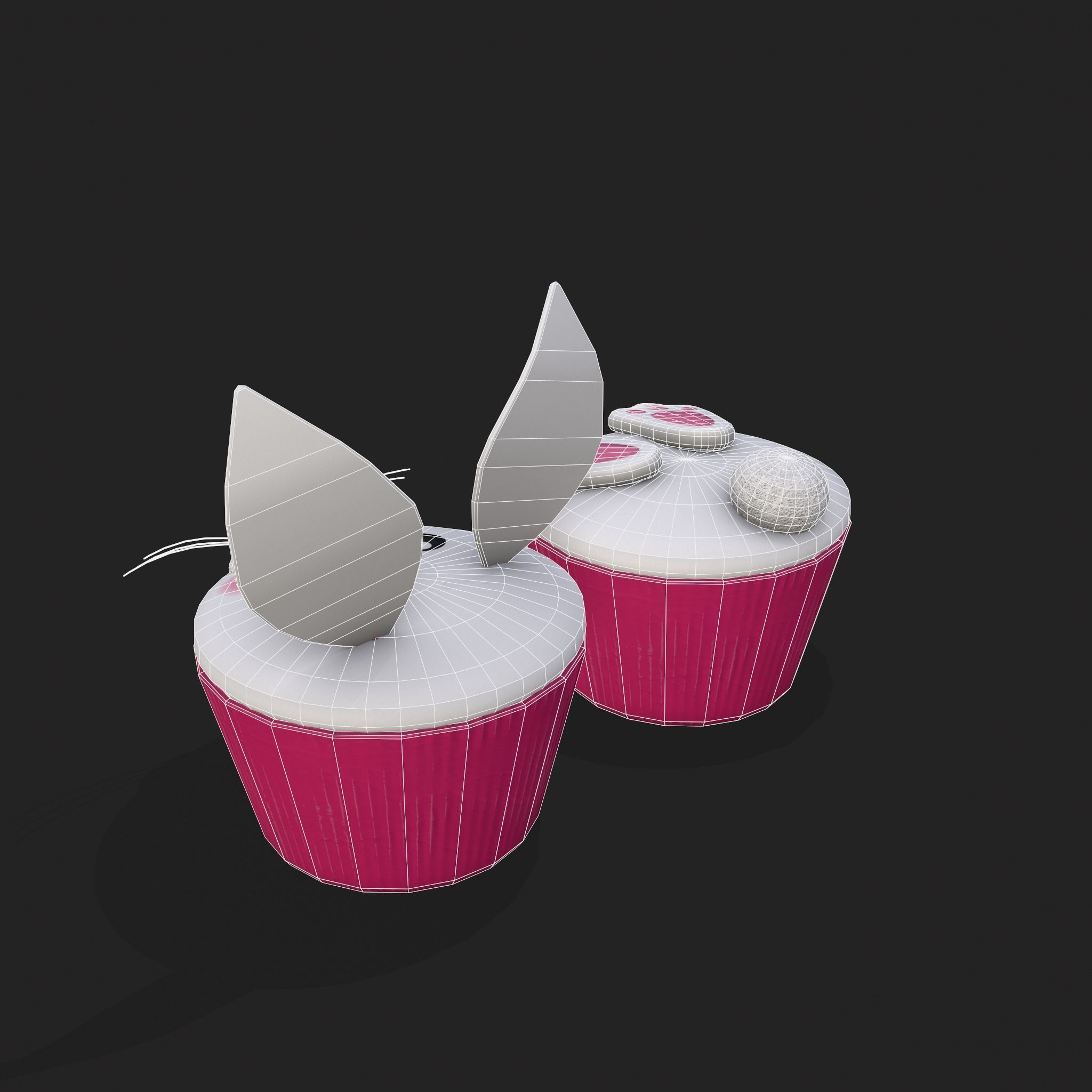 Easter Bunny Top Bottom Cupcake Low-poly 3D model_4