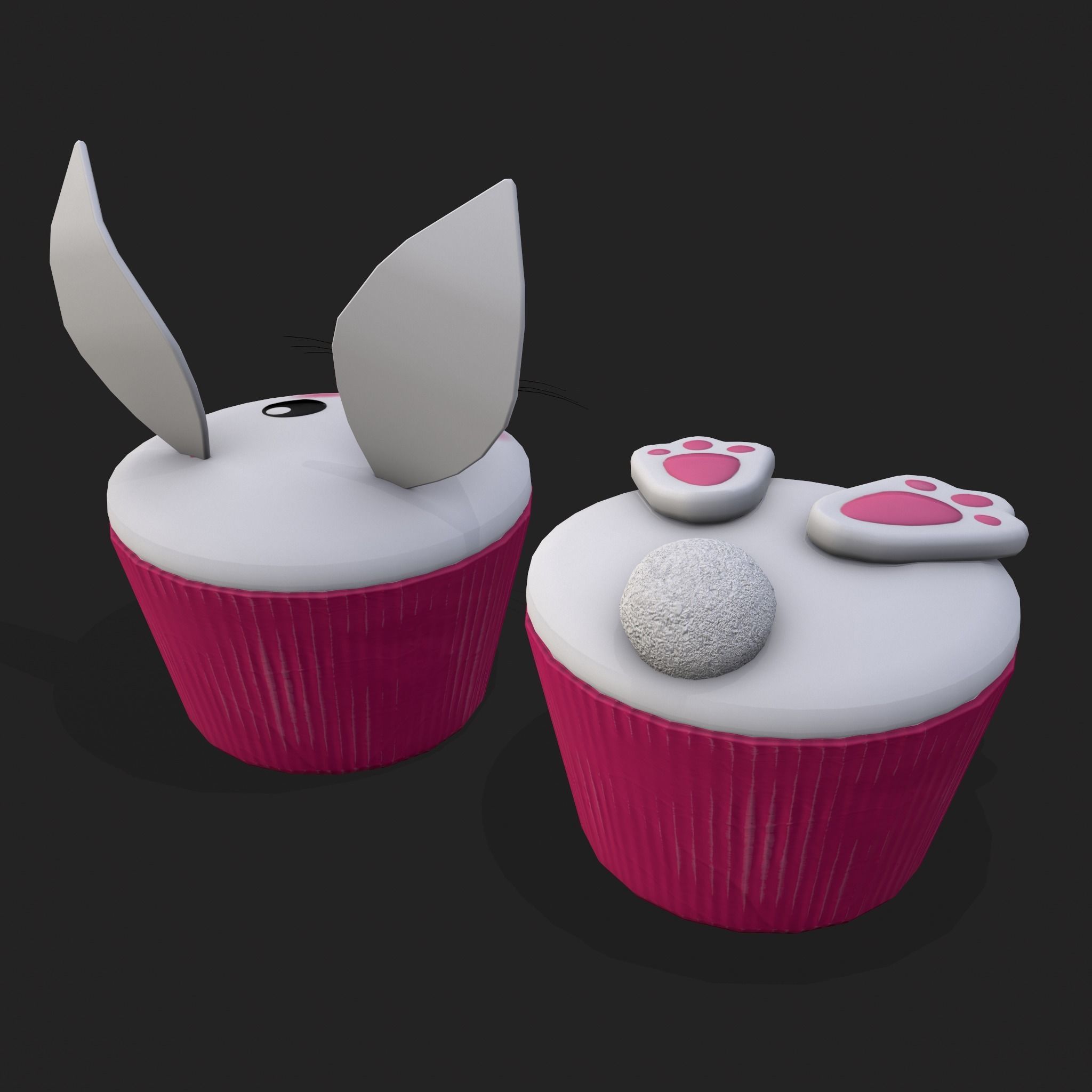 Easter Bunny Top Bottom Cupcake Low-poly 3D model_19