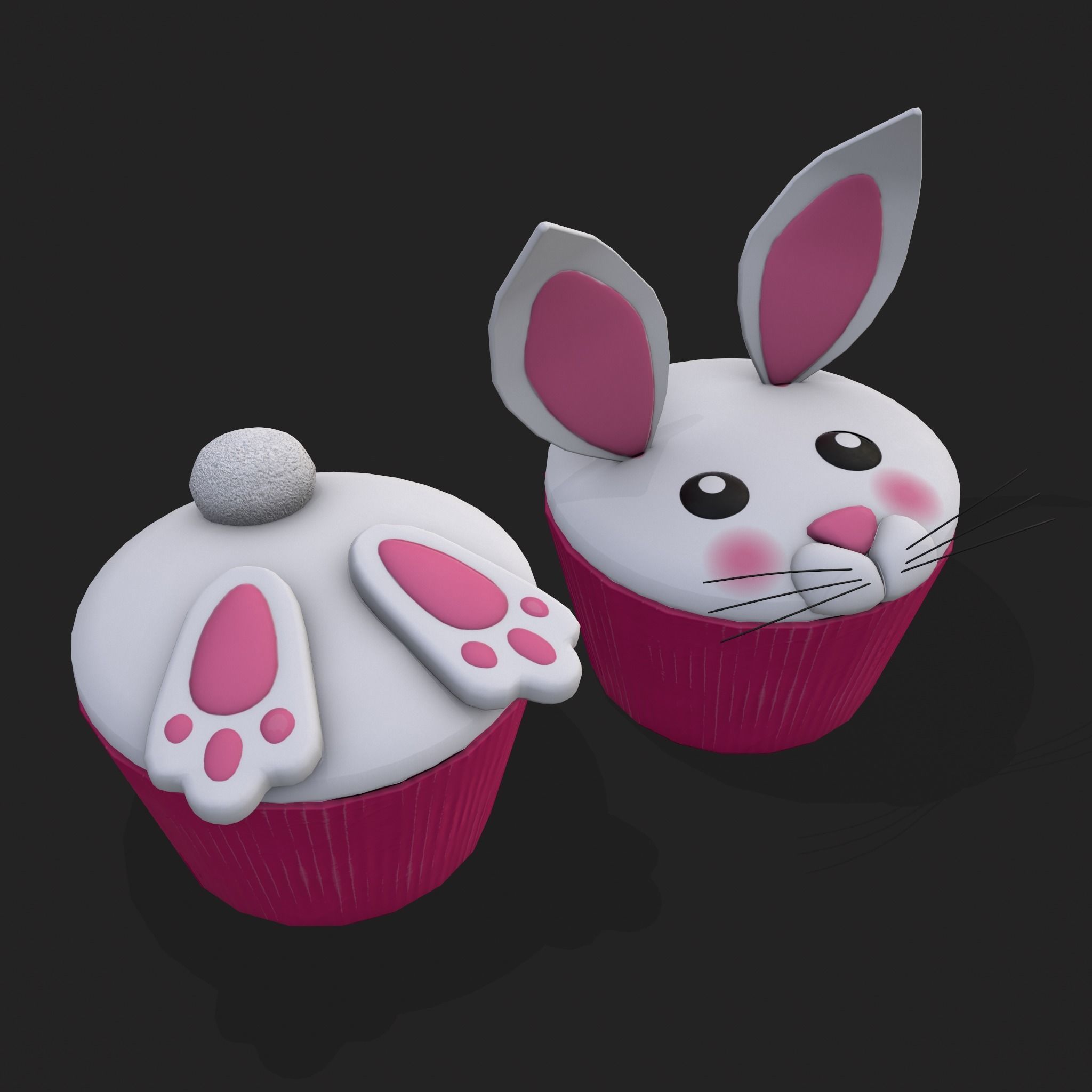 Easter Bunny Top Bottom Cupcake Low-poly 3D model_21